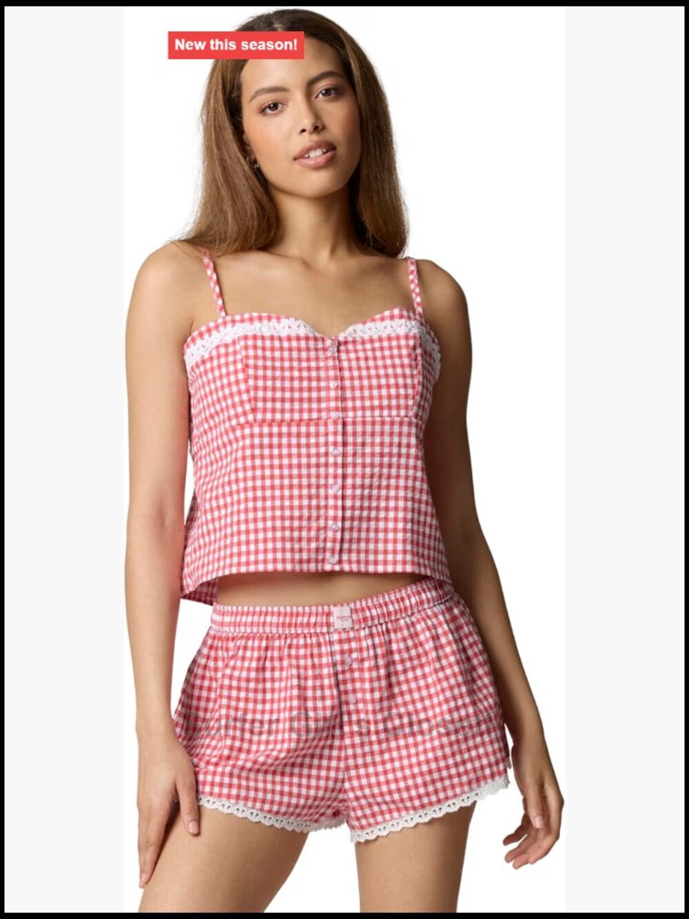 florence by mills Women's Gingham Bustier Cami Cotton Spandex Sweetheart